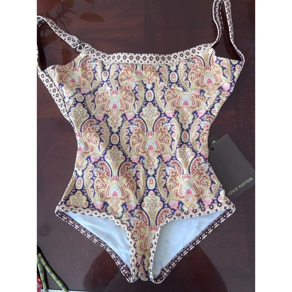 Louis Vuitton Vintage Y2K womens 38 One-Piece Swimsuit Paisley Print NWT luxury - Picture 2 of 10